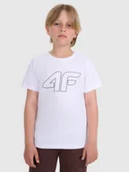 Koszulki dla chłopców - 4F T-shirt regular z nadrukiem chłopięcy - biały 122 (6-7 lat) - miniaturka - grafika 1
