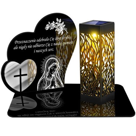 ZNICZ SOLARNY LED WIECZNY PODSTAWKA NA CMENTARZ GRÓB lampka Serce 3D