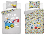 Pościel dla dzieci - Pościel bambusowa dziecięca 100x135 szara z niebieską koparką Baby Bamboo - miniaturka - grafika 1