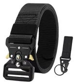 Kompasy - Pas wojskowy z klamrą taktyczny pas materiałowy z kompasem czarny - miniaturka - grafika 1