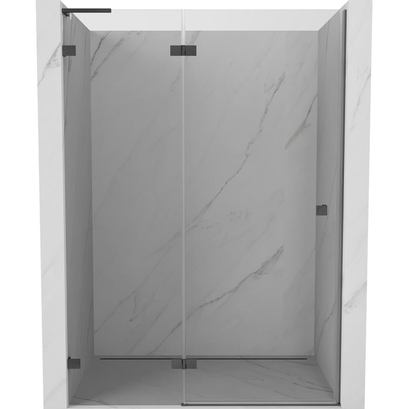 Mexen Lunar L drzwi prysznicowe uchylne lewe 140 cm, transparent, gun gray szczotkowany - 834L-140-000-66-00-L