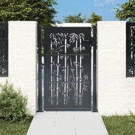 Bramy garażowe - vidaXL Furtka ogrodowa, antracytowa, 105x130 cm, stal, motyw bambusa - miniaturka - grafika 1