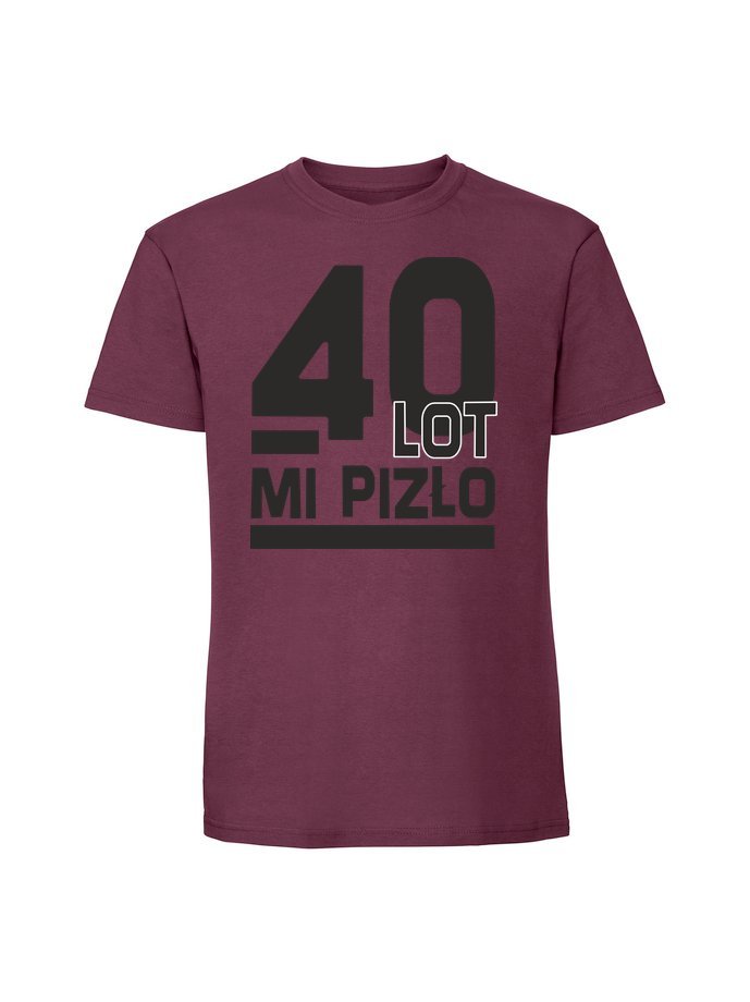 Męska koszulka z nadrukiem - 40 LOT MI PIZŁO Burgundowy 3XL