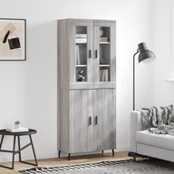 Witryny - vidaXL Witrynka szary dąb sonoma 69,5x34x180cm materiał drewnopochodny - miniaturka - grafika 1