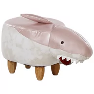 Pufy i podnóżki - Beliani Pufa zwierzak różowo-biała SHARK - miniaturka - grafika 1