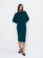 Spódnice - Mohito - Dzianinowa spódnica midi - ciemny zielony - miniaturka - grafika 1