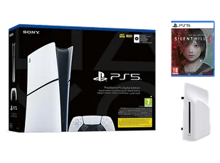Konsola PLAYSTATION 5 Slim Digital Edition 1TB D Chassis + Napęd optyczny PS5 Silent Hill f Day One Biało-czarny - Konsole Playstation - miniaturka - grafika 1
