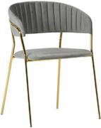 Krzesła - Malodesign Stylowe krzesło welurowe na złotych nogach GOMA - szary - miniaturka - grafika 1