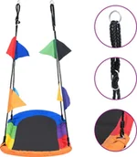 Place zabaw - Huśtawka vidaXL Huśtawka gniazdo z flagami, 165 x 70 cm - miniaturka - grafika 1