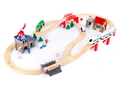 Pociągi dla dzieci - Green Series Drewniana Kolejka Tor Pociąg Na Baterie Policja Helikopter GS0010 - miniaturka - grafika 1