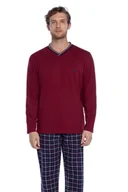 Piżamy męskie - Piżama męska RAMIREZ 4XL Bordowy - miniaturka - grafika 1