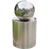 Fontanny ogrodowe - Fontanna kulista Köhko® Ø25 cm ze LED na cylindrycznym wiadrze ze stali nierdzewnej H30 cm Fontanna ogrodowa z polerowanej stali nierdzewnej - miniaturka - grafika 1