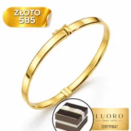 Bransoletki - ŁAŃCUSZEK ZŁOTY 585 14K SZTYWNA BRANSOLETKA OVAL 6 CM ELEGANCKA SZEROKA - miniaturka - grafika 1