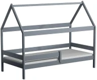 Łóżka dla dzieci i młodzieży - Szare drewniane łóżko dla dziecka z barierką A6-E30 - miniaturka - grafika 1