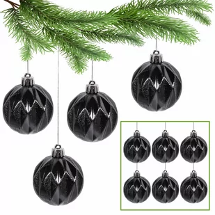 Antracytowe bombki choinkowe, zestaw plastikowych bombek, ozdoby choinkowe 6cm, 6 szt. 1 paczka - Bombki - miniaturka - grafika 1