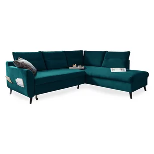 Turkusowy aksamitny narożnik rozkładany Miuform Stylish Stan L, prawostronny - Narożniki - miniaturka - grafika 1