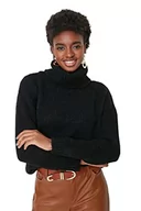 Bluzy damskie - Trendyol Damska bluza z golfem, jednokolorowa, zwykła, czarna, S, Czarny, S - miniaturka - grafika 1