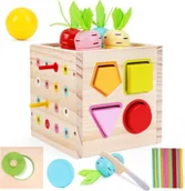 Zabawki interaktywne dla dzieci - ZABAWKA MONTESSORI KRZTAŁTY KOLORY MOTORYKA ZABAWKA ROZWOJOWA 3+ - miniaturka - grafika 1