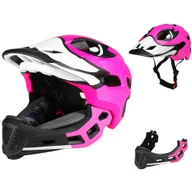Kaski rowerowe - Kask rowerowy Lixada, malowany kask dla dzieci, zdejmowany kask na całą twarz, czarny + różowy, mała żółta kaczuszka - miniaturka - grafika 1