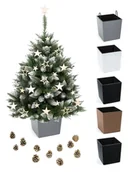 Choinki - Choinka Sztuczna Sosna Diamentowa w Nowoczesnej Kwadratowej Donicy 160 cm - miniaturka - grafika 1