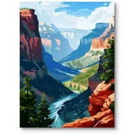 Obrazy i zdjęcia na płótnie - Plakat krajobraz górski z rzeką do salonu niebiesko-zielony - miniaturka - grafika 1