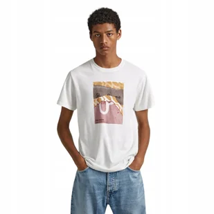 PEPE JEANS KOSZULKA MĘSKA T-SHIRT KENELM ECRU r.M - Koszulki męskie - miniaturka - grafika 1