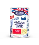 Mokra karma dla kotów - BUTCHER'S Delicious Dinners kawałki z wołowiną w galaretce 400g (kot) - miniaturka - grafika 1