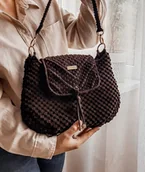 Torebki damskie - Torebka listonoszka pleciona ze sznurka - czekoladowy brąz - miniaturka - grafika 1