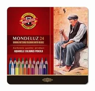Przybory szkolne - Koh-I-Noor KIN1257S Kredki akwarelowe Mondeluz 24 kolory opakowanie metalowe 3724 - miniaturka - grafika 1