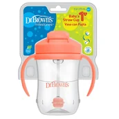 Kubki dla dzieci - DR. BROWNS Kubek z obciążoną słomką pierwsza słomka 270ml koralowy - miniaturka - grafika 1