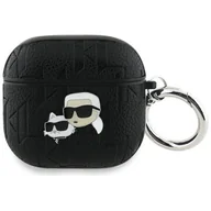 Akcesoria do słuchawek - Etui na słuchawki KARL LAGERFELD Monogram Karl & Choupette Head do Apple Airpods 4 Czarny - miniaturka - grafika 1
