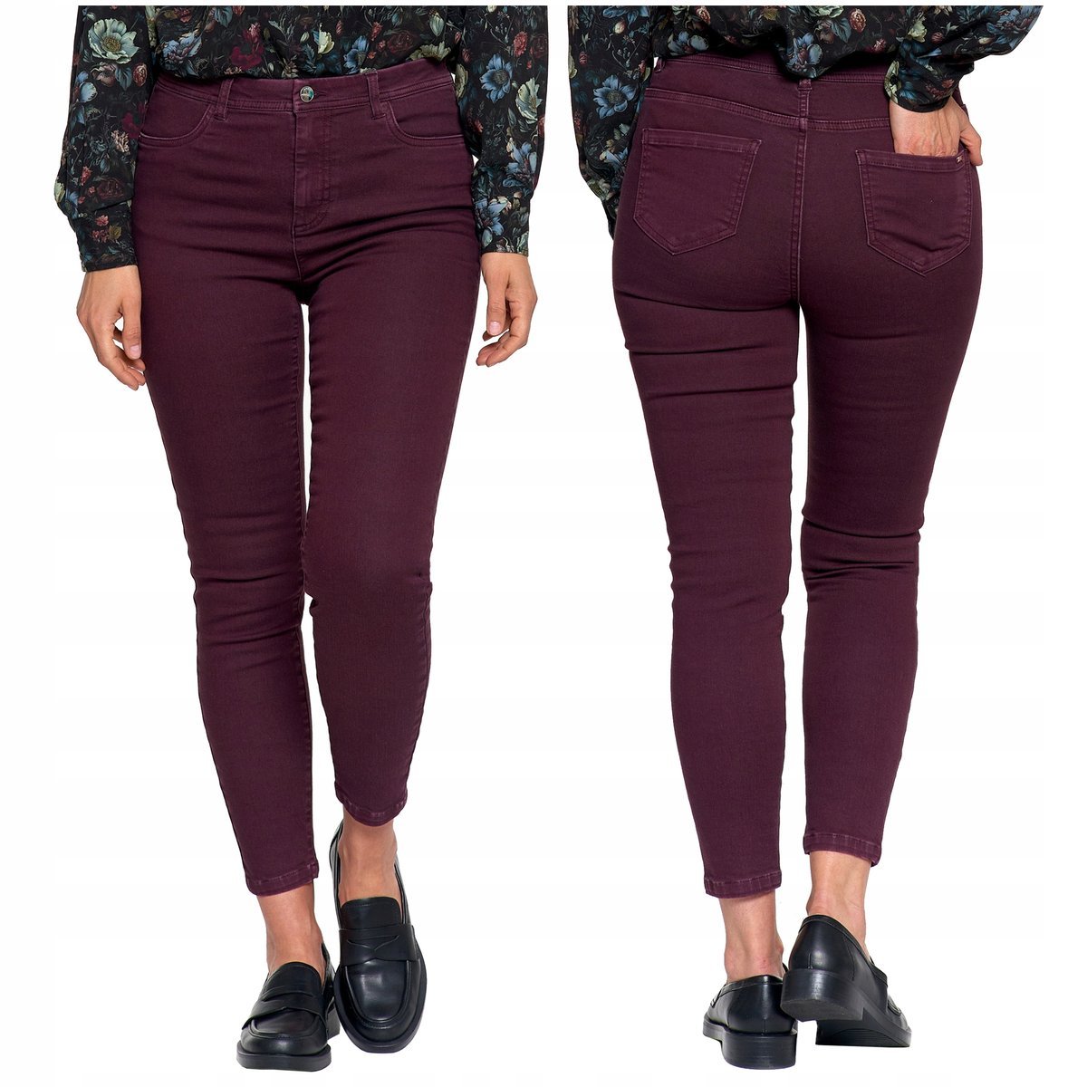 SPODNIE DAMSKIE RURKI SKINNY Eleganckie Casual Bawełna MORAJ r. XXL