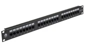 Panele krosownicze - Patch panel RACK 19 kat.5e 24p UTP z półką 1U czarny NEKU - miniaturka - grafika 1