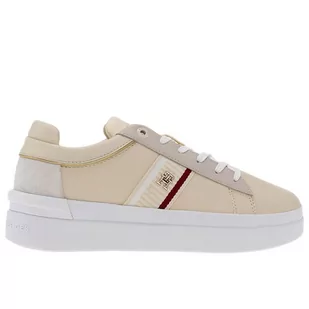 Buty Tommy Hilfiger Corp Webbing Court Sneaker FW0FW07387-AA8 - beżowe - Buty sportowe damskie - miniaturka - grafika 1