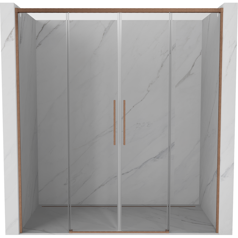 Mexen Rox drzwi prysznicowe rozsuwane 170 cm, transparent, miedź szczotkowana - 8C2-170-002-65-00
