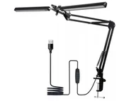 Lampy stojące - Lampka biurkowa podwójna kreślarska LED 8W STL028 - Czarna - Biały neutralny (4000K) - miniaturka - grafika 1