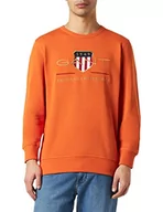 Bluzy męskie - GANT Męska bluza Archive Shield C-Neck Sweat, Pumpkin ORANGE, Standard, pomara?czowa dynia, M - miniaturka - grafika 1