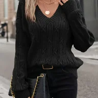 Swetry damskie - TEMU Sweter Damski z Dekoltem w Serek - Elegancki Sweter na Biuro i Wieczorne Wyjścia, Bez Rękawów do Jesieni/Zimy, Idealny na Formalne i Codzienne - miniaturka - grafika 1