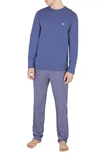 Emporio Armani Męski zestaw piżamy, wzór, Pionowy pasek/denim, S - Paski - miniaturka - grafika 1