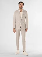 Garnitury - Finshley & Harding London Garnitur - Brixdon/Hoxdon Mężczyźni Slim Fit beżowy wypukły wzór tkaniny, 44 - miniaturka - grafika 1