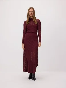 Reserved - Koronkowa sukienka maxi - burgundowy - Sukienki - miniaturka - grafika 1