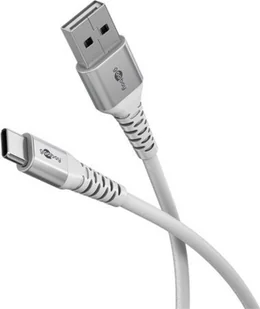 Kabel USB Goobay Super miękki kabel tekstylny USB-C™ z metalowymi złączami, 1 m, biały - Długość kabla 1 m - Kable USB - miniaturka - grafika 1