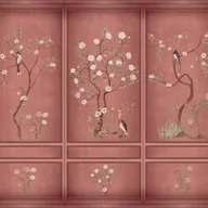 Fototapety - Fototapeta kwiaty i ptaki różowym - 318 x 280 cm - SANDERS & SANDERS - miniaturka - grafika 1