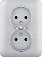 Gniazdka elektryczne - Hager Gniazdo z/u podwójne monoblok LUMINA - srebrny mat - miniaturka - grafika 1