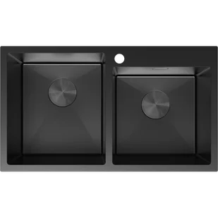 Mexen Xorin zlewozmywak stalowy 2-komorowy 780 x 450 mm, czarny - 6441782000-70 - Zlewozmywaki - miniaturka - grafika 1