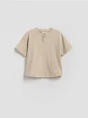 Bluzki dla niemowląt - Reserved - Bawełniany t-shirt - kremowy - miniaturka - grafika 1