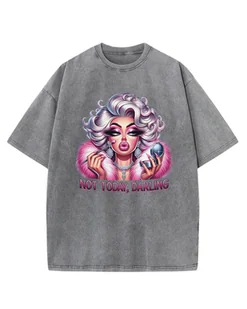 Koszulka oversize efekt sprania Diva Makeup Kobieta szary M - Koszulki i topy damskie - miniaturka - grafika 1