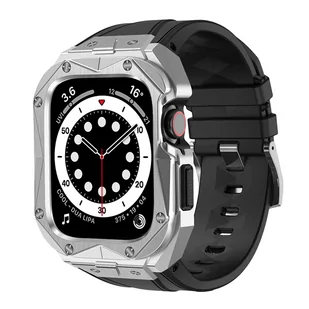 Kingxbar CYF140 2w1 pancerne etui Apple Watch SE, 6, 5, 4 (44 mm) ze stali nierdzewnej z paskiem srebrne - Akcesoria do smartwatchy - miniaturka - grafika 1