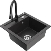 Zlewozmywaki z baterią - Mexen Vito zlewozmywak granitowy 1-komorowy z baterią kuchenną Elia, czarny nakrapiany - 6503-76-670101-70 - miniaturka - grafika 1