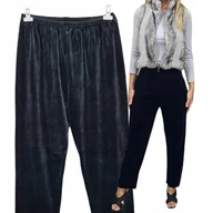 Dresy damskie - grafit SPODNIE DRESOWE WELUR 54 56 POLSKIE PROSTA NOGAWKA BEZUCISKOWE 4xl - miniaturka - grafika 1